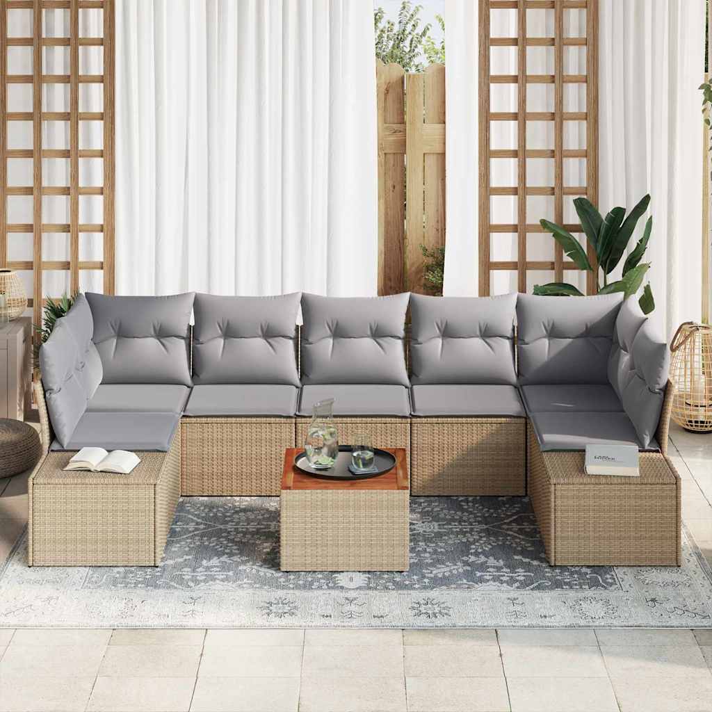 Set di Sofà da Giardino 8 pcs Beige, grigio chiaro 3356593