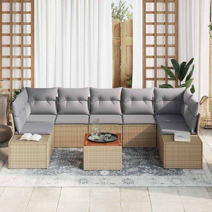 Set di Sofà da Giardino 8 pcs Beige, grigio chiaro 3356593