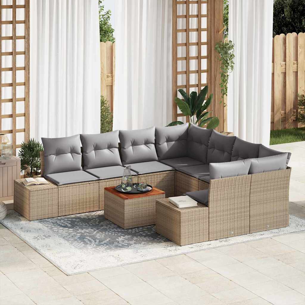 Set di Divani da Giardino 9 pcs Beige, grigio chiaro 3356607