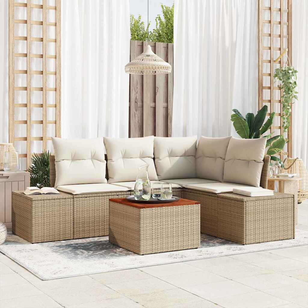 Set Divano da Giardino 5 pcs Beige, bianco 55 x 55 x 37 cm 3356622