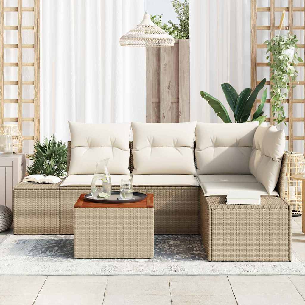 Set Divano da Giardino 5 pcs Beige, bianco 55 x 55 x 37 cm 3356622