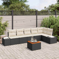 Set Divano da Giardino 7 pcs Nero, bianco Rattan, Poliestere 3356633