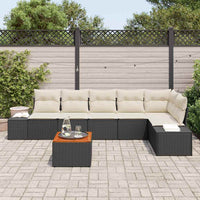 Set Divano da Giardino 7 pcs Nero, bianco Rattan, Poliestere 3356633