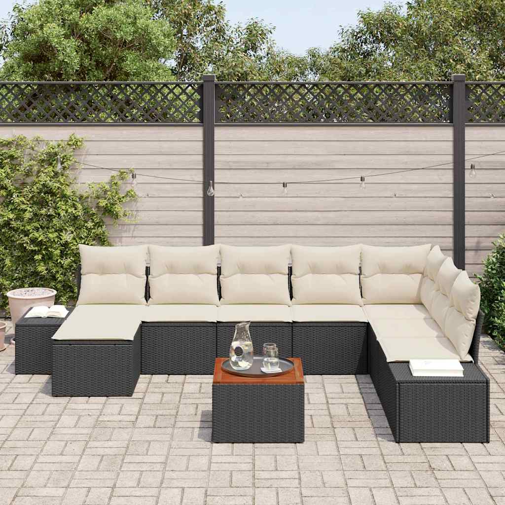 Set Divano da Giardino 9 pcs Nero e bianco 3356661