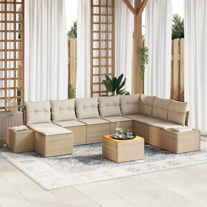 Set di Divani da Giardino 9 pcs Beige e Bianco 3356664