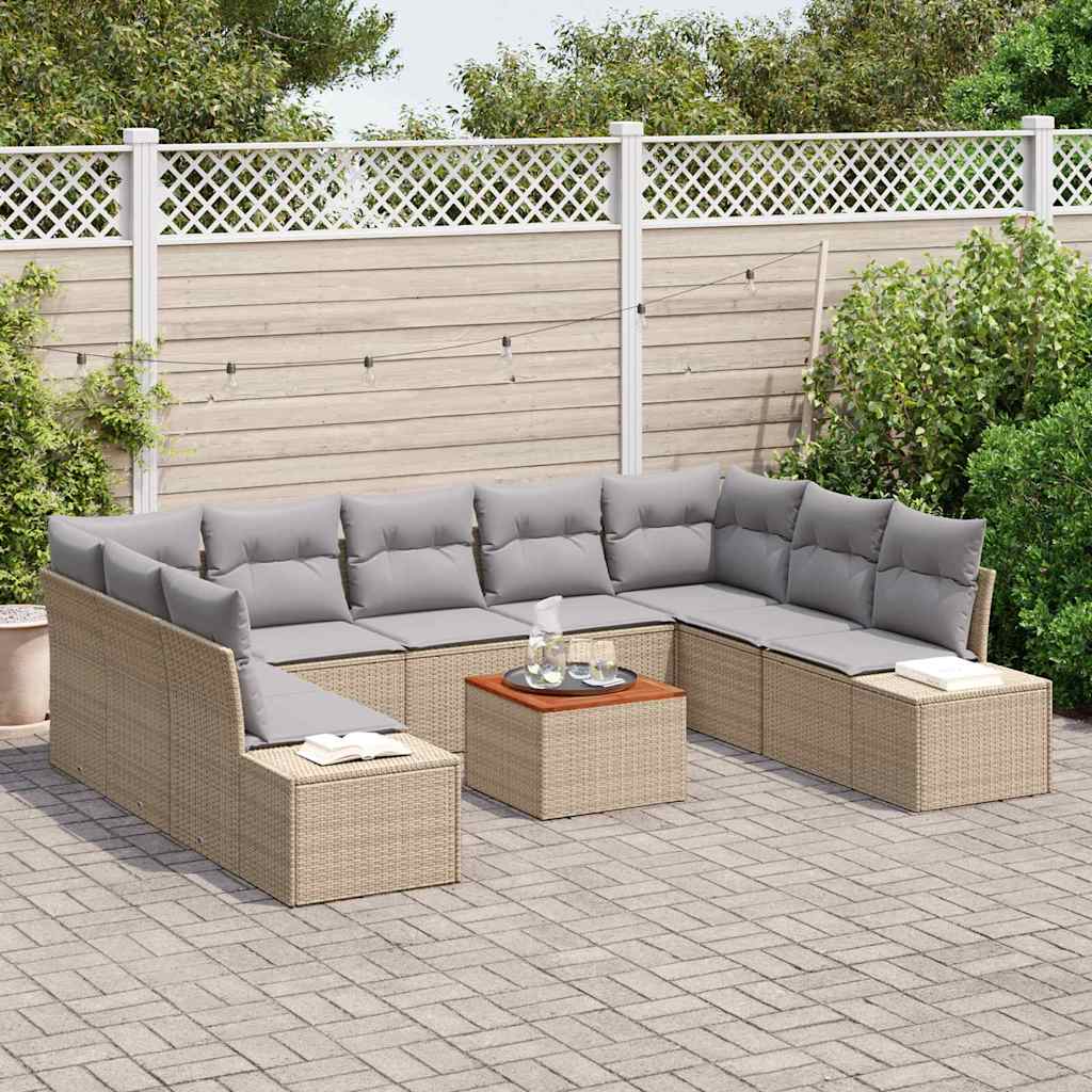 Set di divani da giardino 10 pezzi 10 pcs Beige, grigio chiaro 3356670