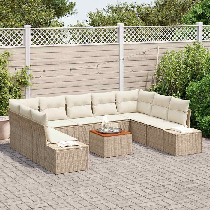 Set Divano da Giardino 10 pcs Beige e bianco 3356671