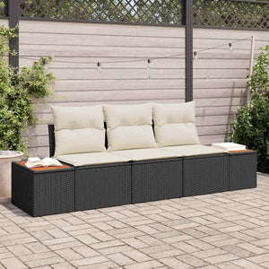 Set Divano da Giardino 3 pz-Sofa da Giardino-Divanetto da esterno Nero e crema Poly Rattan