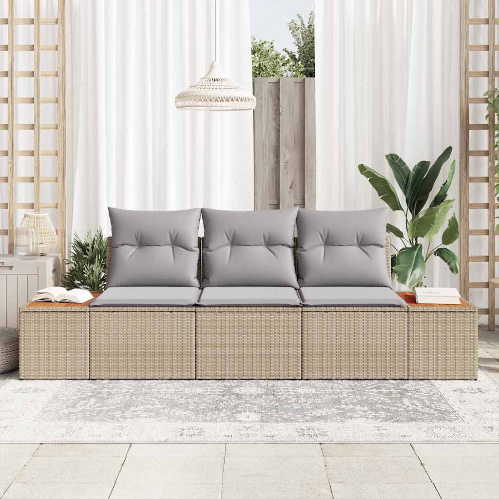 Set Divano da Giardino 3 pz-Sofa da Giardino-Divanetto da esterno beige e grigio chiaro Poly Rattan 105636