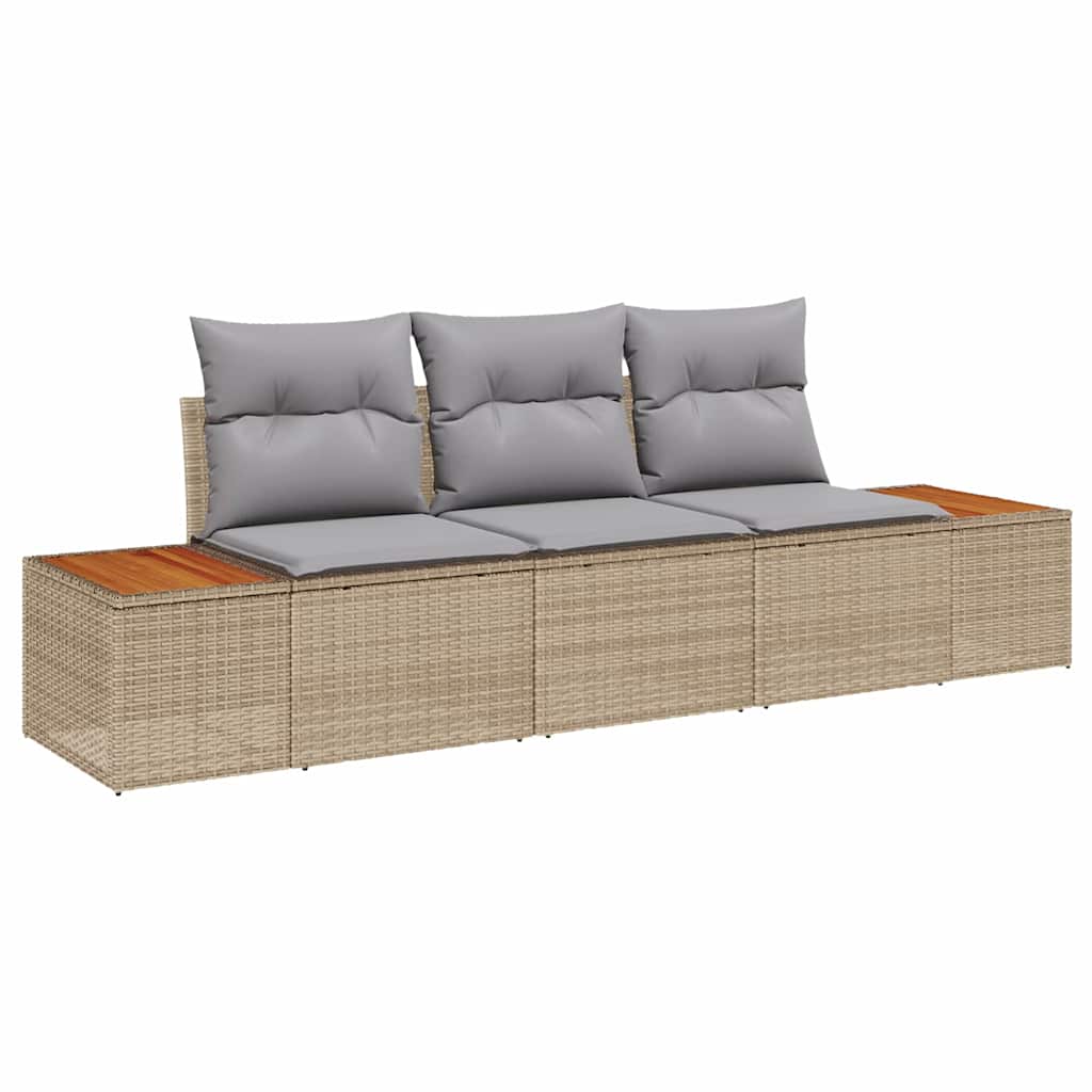 Set Divano da Giardino 3 pz-Sofa da Giardino-Divanetto da esterno beige e grigio chiaro Poly Rattan 105636