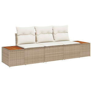 Set da Giardino  in 3 Pezzi con Cuscini Beige in Rattan Sintetico e Acacia. 3356686