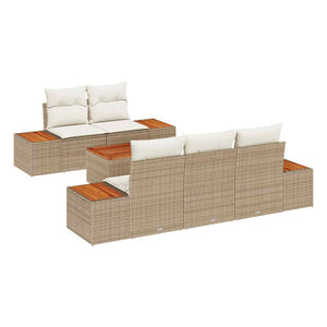 Set di Divani da Giardino  da 6 Pezzi con Cuscini Beige in Rattan Polimerico 3356696