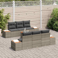 Set di Sofà da Giardino 7 Pezzi con Cuscini Rattan Grigio Acacia 3356699