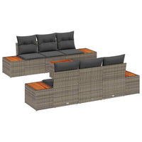 Set di Sofà da Giardino 7 Pezzi con Cuscini Rattan Grigio Acacia 3356699