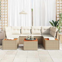 Set di divani da giardino  6 pezzi con cuscini beige polyrattan e acacia 3356706