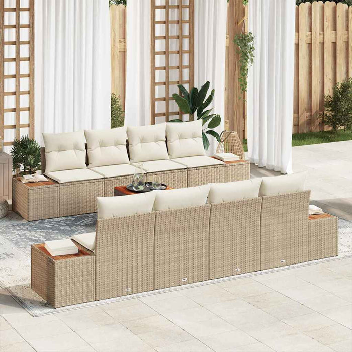 Set divano da giardino  da 9 pezzi con cuscini beige polyrattan acacia 3356721