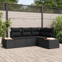 Set Divano da Giardino con cuscino 4 pcs Nero Polyrattan 3356743
