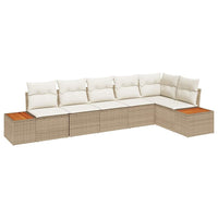 Set da Giardino  in Rattan Polietilene e Acacia da 6 Pezzi con Cuscini Beige 3356766