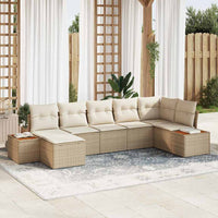 Set di divani da giardino a 7 pezzi di  con cuscini beige in rattan sintetico e acacia. 3356801