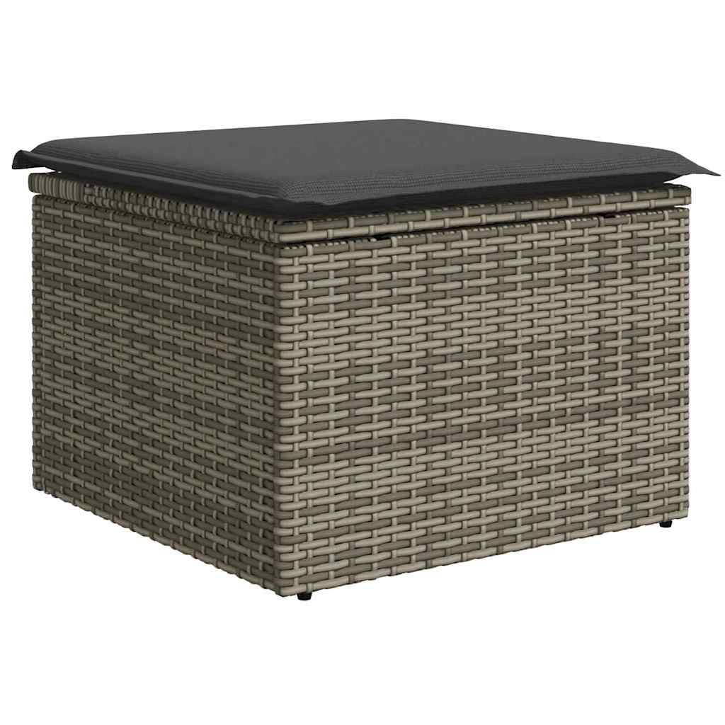 Set Divano da Giardino da 8 Pezzi con Cuscini, in Grigio Poly Rattan e Acacia 3356814