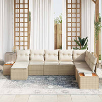 Set di divani da giardino da 8 pezzi con cuscini, rattan beige, acacia 3356816