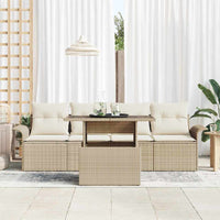 Set di Sofà da Giardino a 5 Pezzi con Cuscini in Rattan Poliestere Beige 3356924