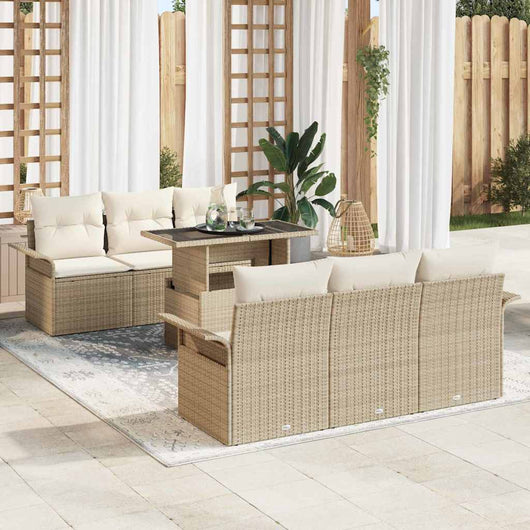 Set Divano da Giardino con cuscino 7 pcs Beige Poly Rattan 3356944