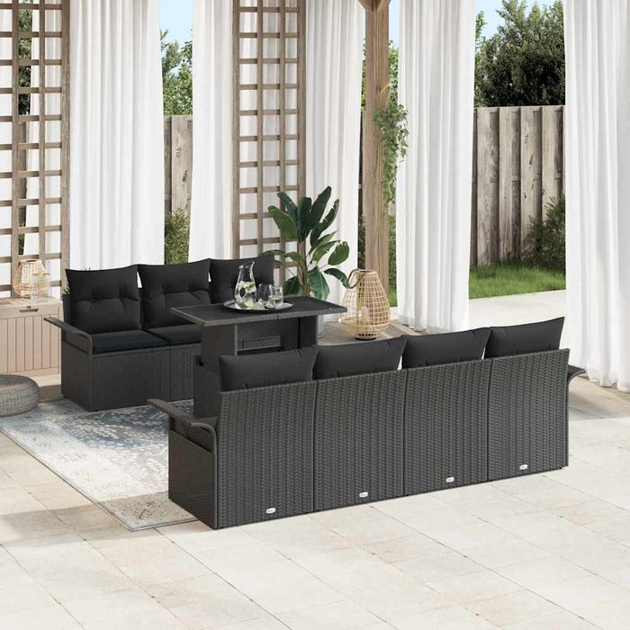 Set di Sofà da Giardino  8 Pezzi con Cuscini Nero Polyrattan 3356966