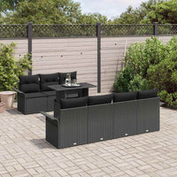 Set di Sofà da Giardino  8 Pezzi con Cuscini Nero Polyrattan 3356966