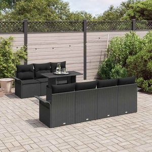 Set di Sofà da Giardino  8 Pezzi con Cuscini Nero Polyrattan 3356966