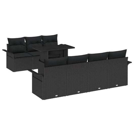 Set di Sofà da Giardino  8 Pezzi con Cuscini Nero Polyrattan 3356966