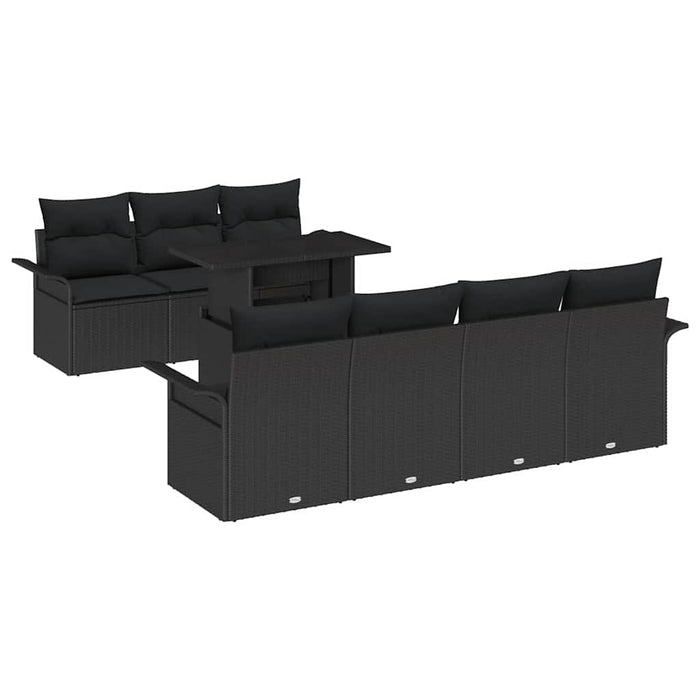 Set di Sofà da Giardino  8 Pezzi con Cuscini Nero Polyrattan 3356966