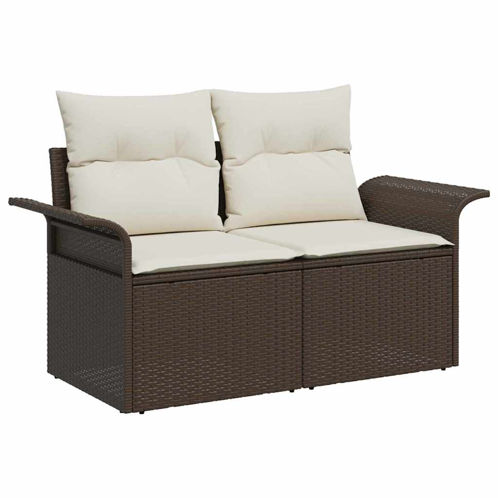 Set Divani Giardino  9 Pezzi con Cuscini Marrone Rattan 3356991