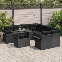 Set di Sofà da Giardino 9 Pezzi con Cuscini Nero Polyrattan 3356996