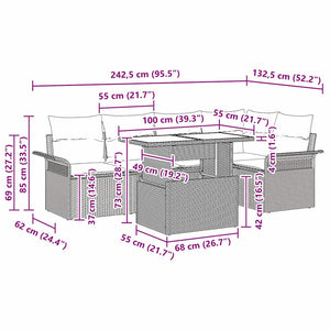 Set di Sofà da Giardino con Cuscini da 6 Pezzi vitaXL Polyrattan Nero 3357026