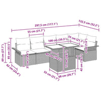 Set di Sofà da Giardino a 7 Pezzi con Cuscini Nero Rattan Policarbonato 3357030