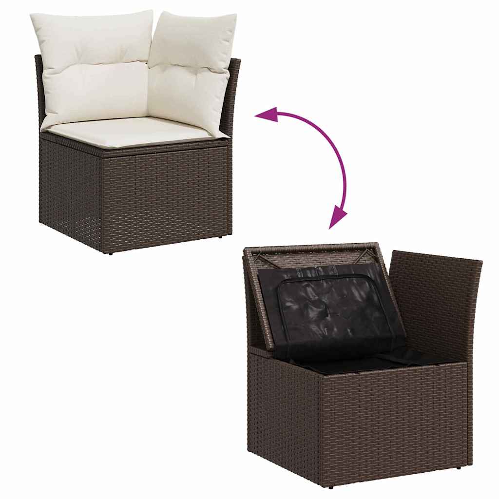 Set di Sofà Giardino  9 pezzi con Cuscini Marrone Polyrattan 3357071