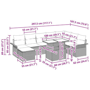 Set di Sofà Giardino  9 pezzi con Cuscini Marrone Polyrattan 3357071
