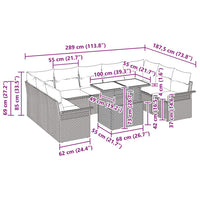 Set di Sofà da Giardino a 10 Pezzi con Cuscini Beige Polyrattan 3357084