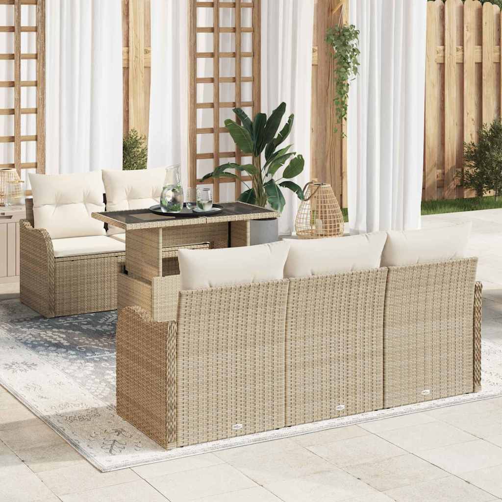 Set di divani da giardino  6 pezzi con cuscini beige in polyrattan 3357114