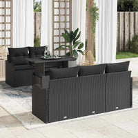 Set Divani Giardino  6 Pezzi con Cuscini Nero Poly Rattan 3357116