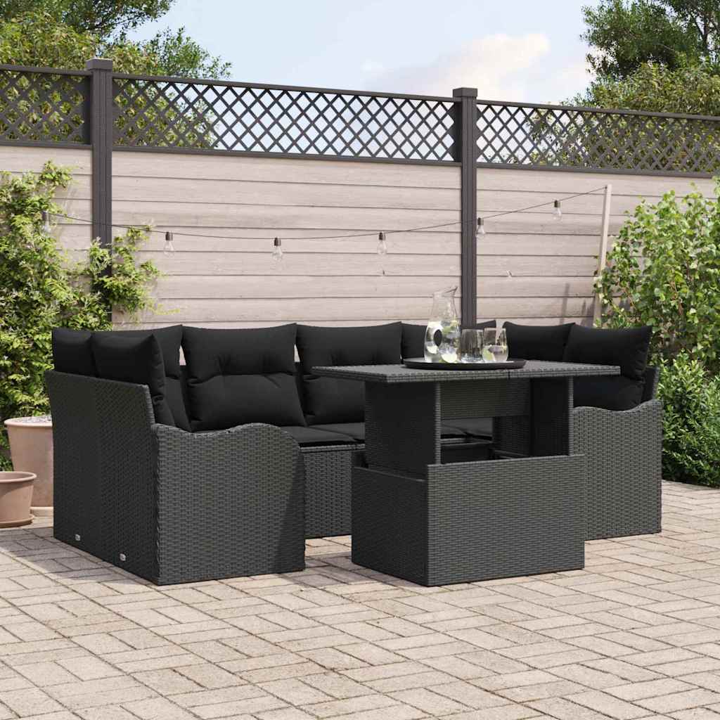 Set Divano da Giardino 7 pcs Nero Rattan in Polipropilene 3357136