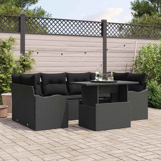 Set Divano da Giardino 7 pcs Nero Rattan in Polipropilene 3357136