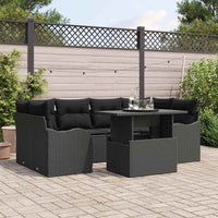 vidaXL Set Divano da Giardino 7 pcs Nero 100 x 55 x 73 cm Poly Rattan