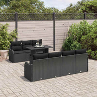Set divano giardino 8 pezzi con cuscini in polyrattan nero 3357146
