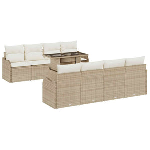 Set divano da giardino  10 pezzi con cuscini beige polirattan 3357164