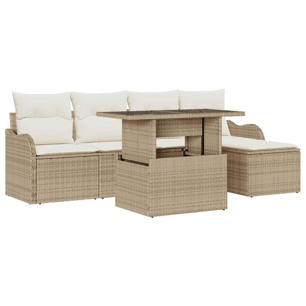 Set di divani da giardino  con cuscini beige polirattan 3357184