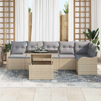 vidaXL Set Divano da Giardino 7 pcs Beige 100 x 55 x 73 cm Poly Rattan