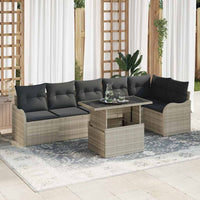 Set divani da giardino 7 pezzi con cuscini grigio chiaro polyrattan 3357215