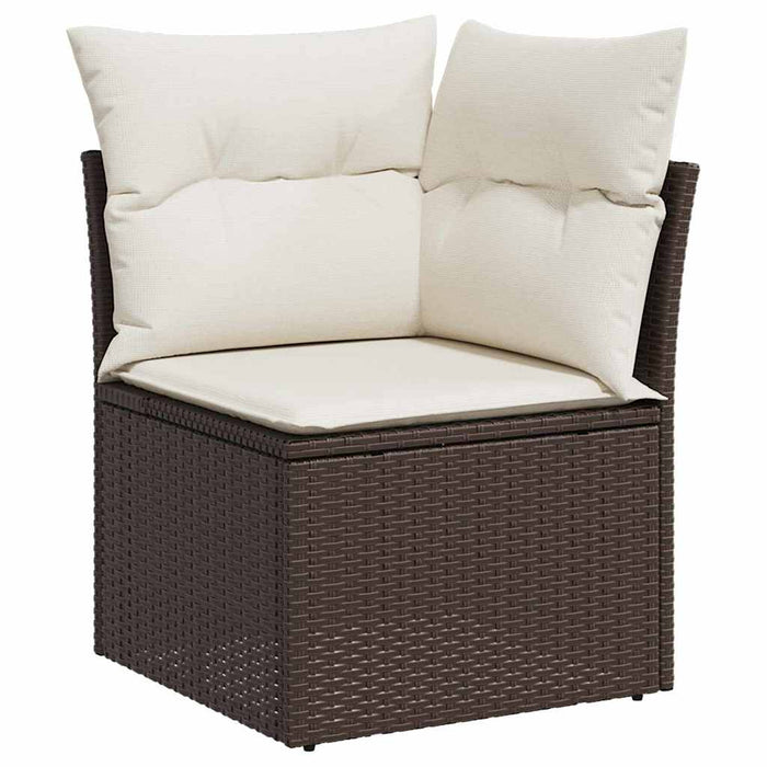vidaXL Set Divano da Giardino con cuscino 7 pcs Marrone Poly Rattan